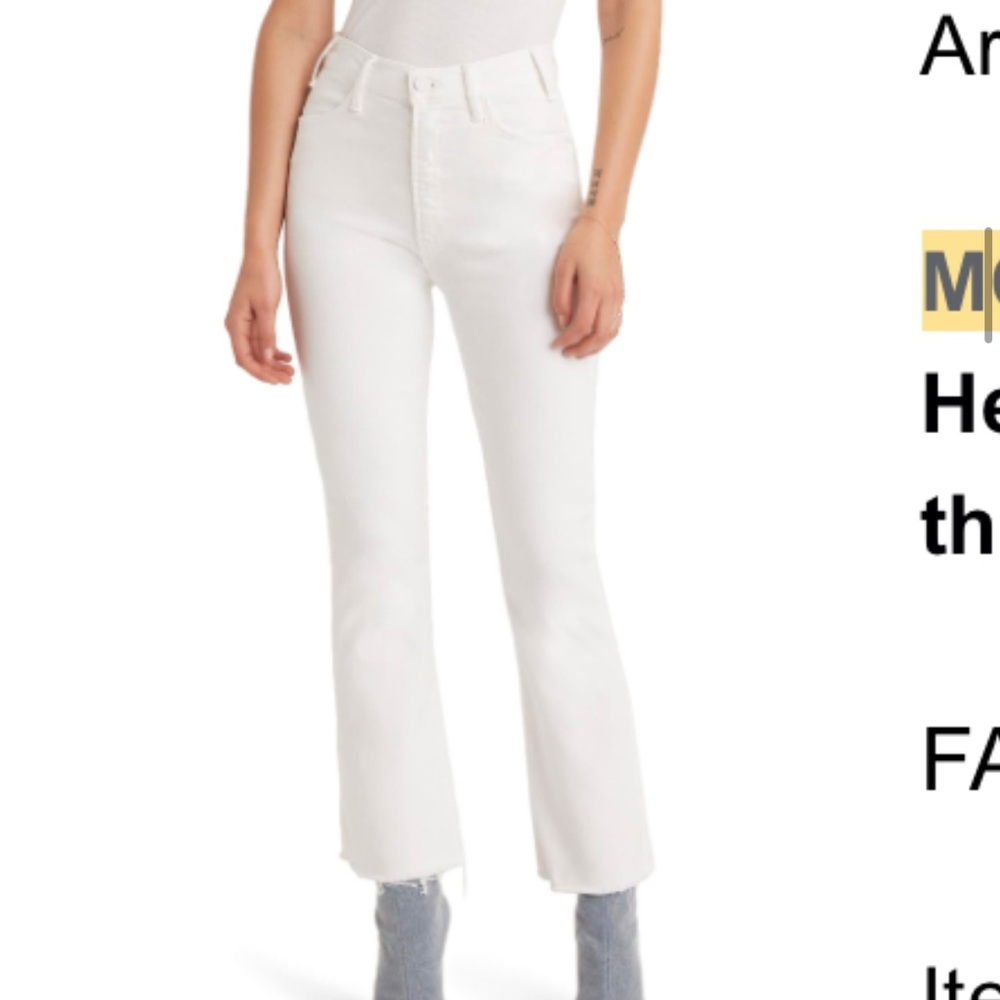 MOTHER The Hustler High Waist Fray
Hem Ankle Bootcut Jeans (Fairest of them All)